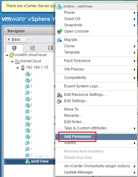 VMware vSphere Web Client - Add Permission
