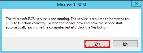 Set the Microsoft iSCSI service to start automatically