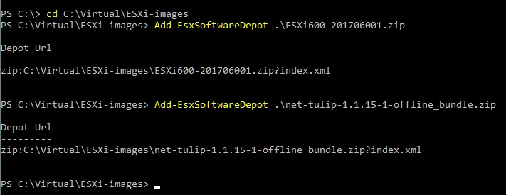 Adding offline software depots to the current PowerCLI session
