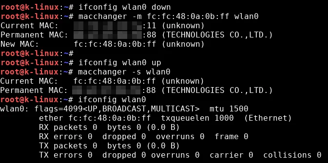 How to Install Kali Linux on VMware: Checking a MAC address of a wireless network interface