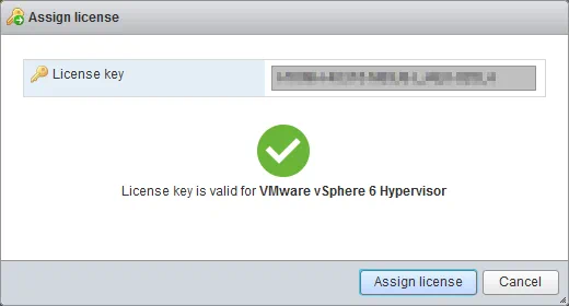 Entering a free VMware license key for an ESXi host