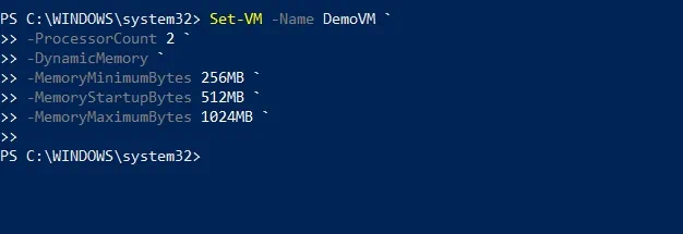 Setting Up the VM Memory in PowerShell