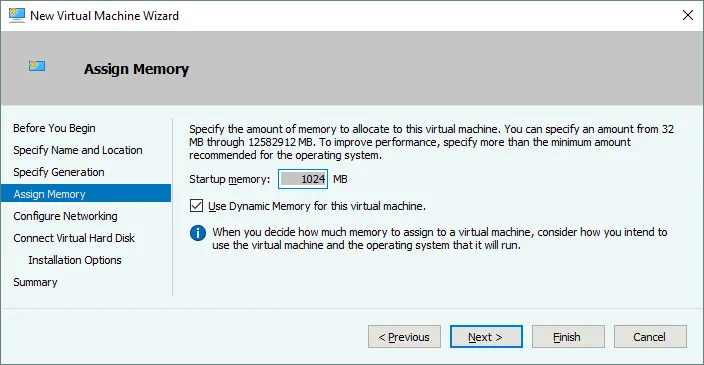 Specifying the amount of memory.