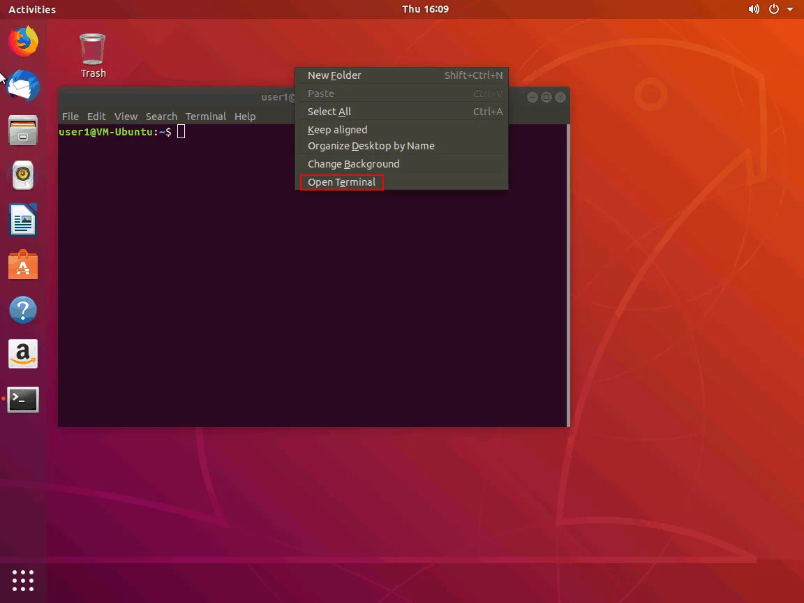 The graphical user interface of Ubuntu Linux 18.