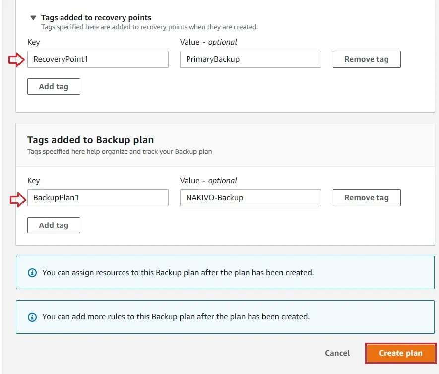 Adding Tags in AWS EC2 Backup