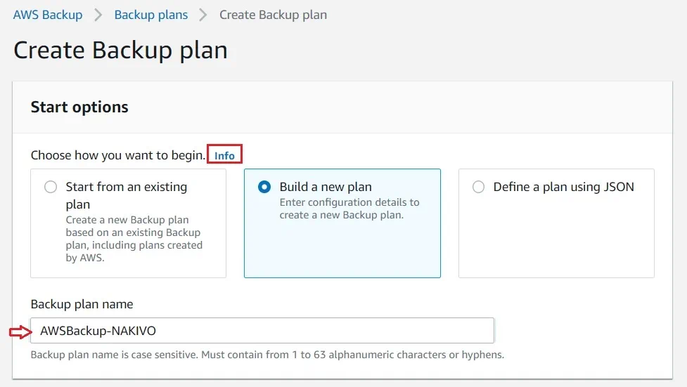 Building a New Plan in AWS EC2 Backup