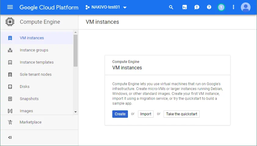 Creating a new Google Cloud instance.