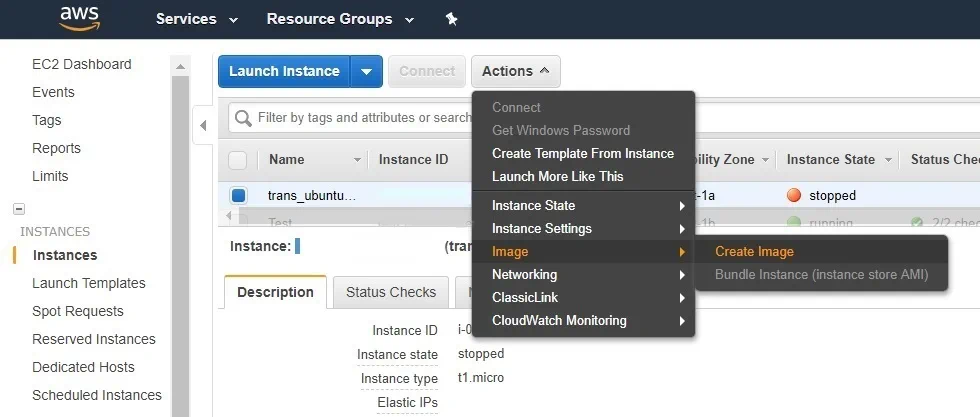 How to Create Image in AWS EC2 Backup
