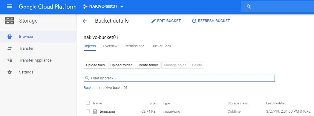 Uploading a file to the Google bucket that will be attached to the Google Cloud instance.