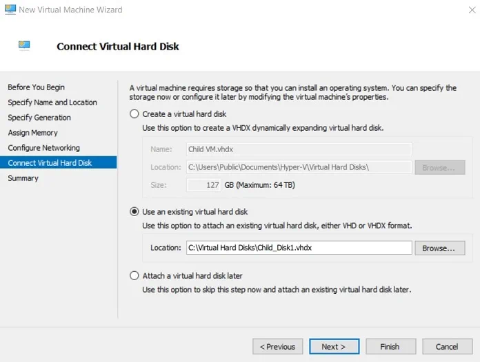 Create VMs with a Hyper-V Differencing Disk