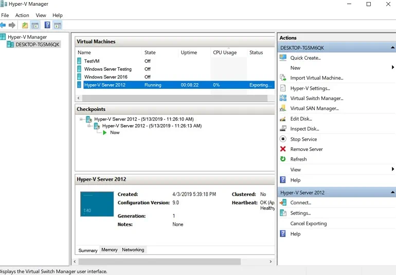 Checking the Status (How to Export Hyper-V VMs)