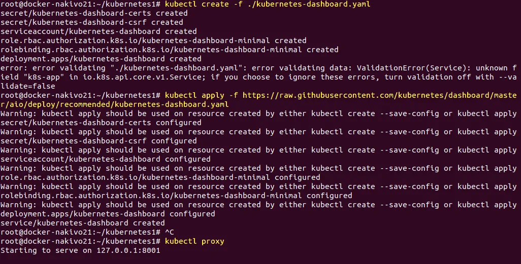 Deploying Kubernetes dashboard after installing Kubernetes on Ubuntu
