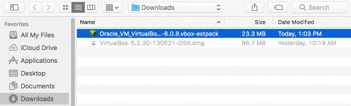 How to install VirtualBox Extension Pack on macOS – browsing the package