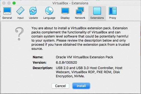 How to install VirtualBox Extension Pack on macOS – installation confirmation