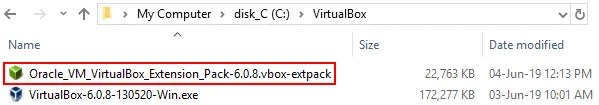 How to install VirtualBox Extension Pack – browsing the package in Windows