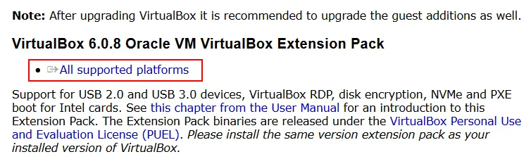 How to install VirtualBox Extension Pack – downloading the extension pack from the official web site