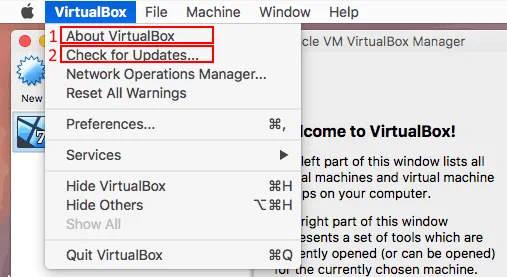 How to update VirtualBox on Mac – check the VirtualBox version before updating.