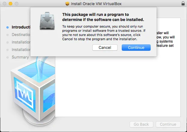 How to update VirtualBox on macOS – running the installer