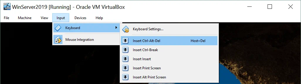 How to use VirtualBox – Pressing Ctrl+Alt+Del in the Guest OS.