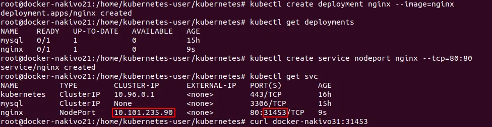 Installing Kubernetes on Ubuntu – creating the nginx deployment
