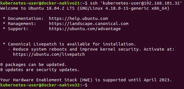 Installing Kubernetes on Ubuntu – using SSH access for accessing one node from another.