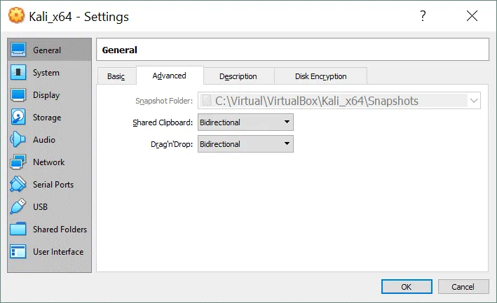 Kali Linux on VirtualBox – enabling shared clipboard and Drag n Drop features after installing Guest Additions