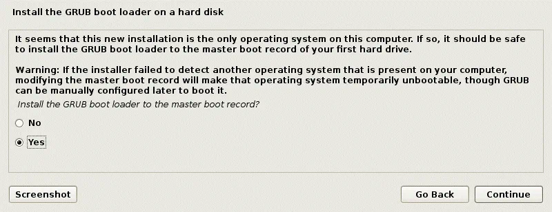 Kali Linux on VirtualBox – installing the GRUB boot loader
