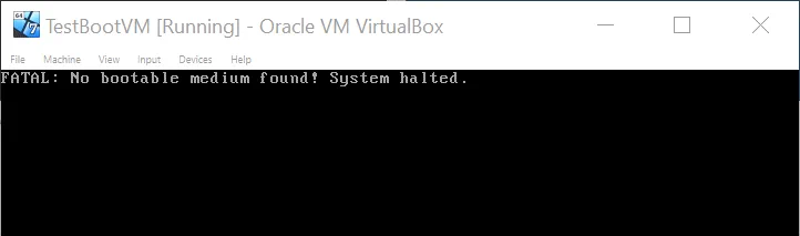 VirtualBox - No bootable medium found! System Halted