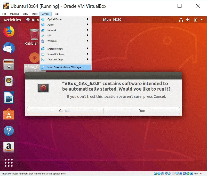 How to install Ubuntu on VirtualBox – installing VirtualBox Guest Additions