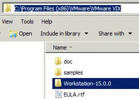 Renaming the Workstation subfolder in the VMware VIX folder to use the CLI for VMware Player