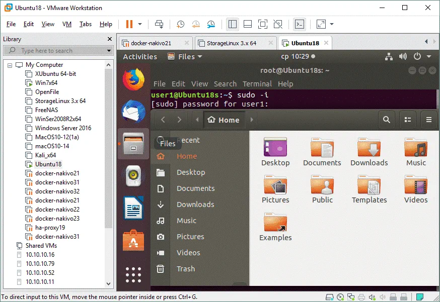 The Ubuntu VM is running on VMware Workstation Pro