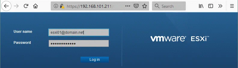 Using domain credentials instead of ESXi password and login for authentication in ESXi.