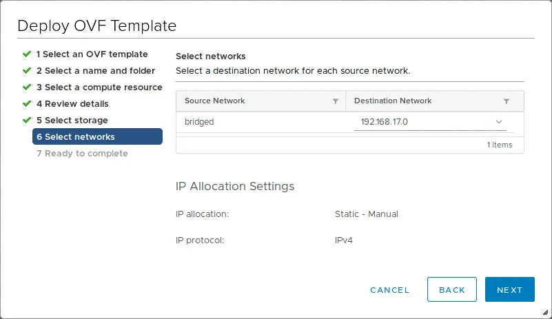 Connecting virtual network adapters of the VM to networks