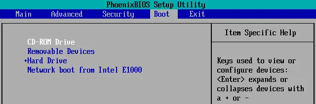 Selecting CD-ROM as the first boot device for a VM in the virtual BIOS