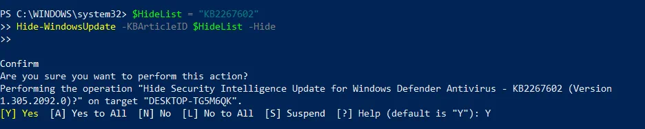 Hiding Windows Updates (automate Windows updates)