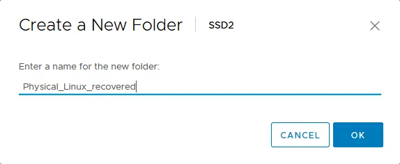 Creating a new folder in the ESXi datastore