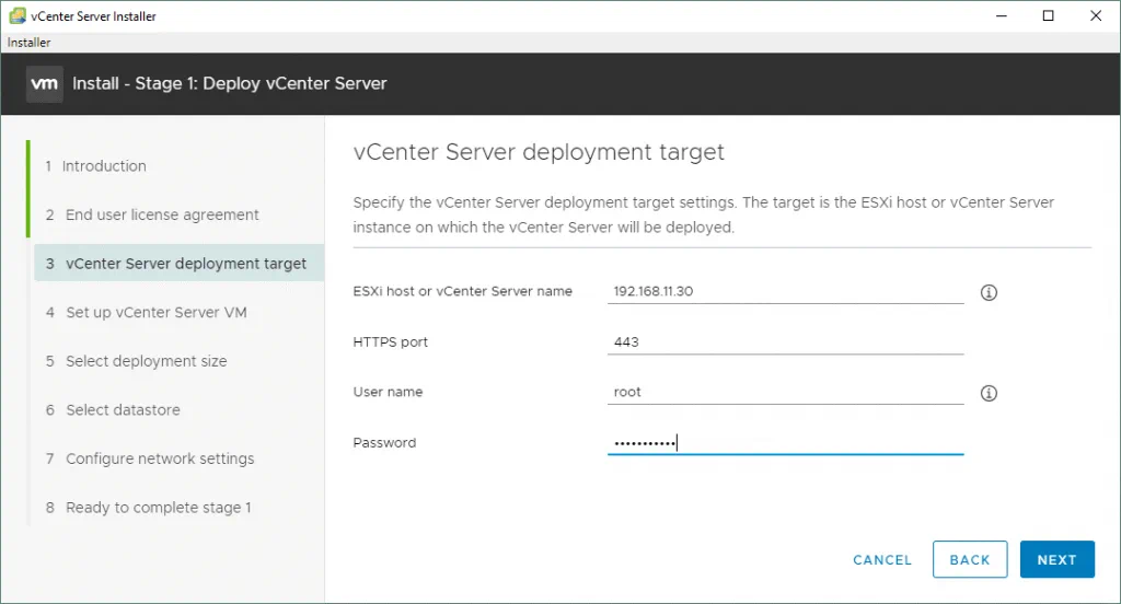Selecting-the-VMware-vCenter-Server-7-deployment-target