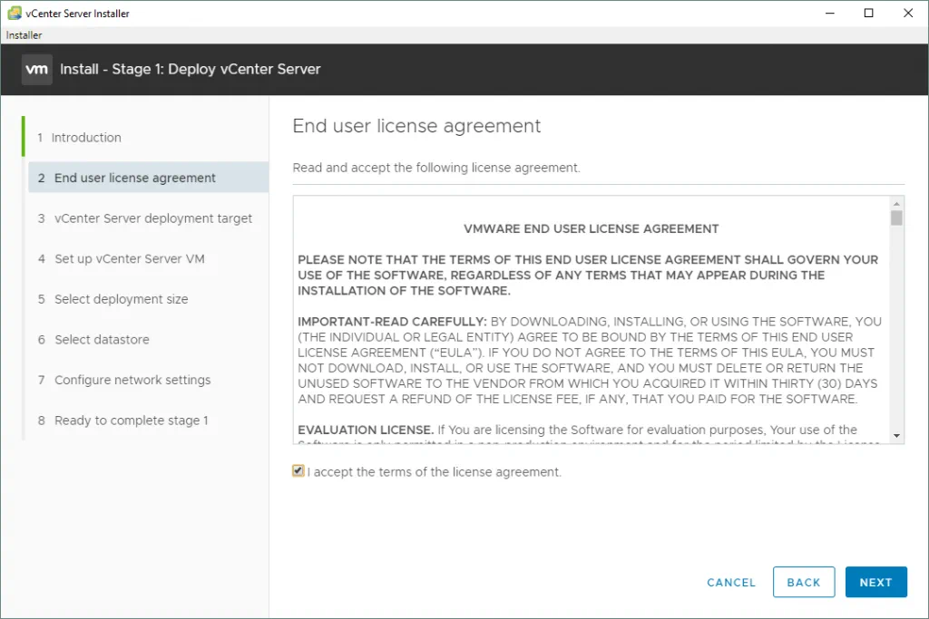 VMware-vSphere-installation-and-setup_the-End-User-License-Agreement-for-vCenter-7-setup