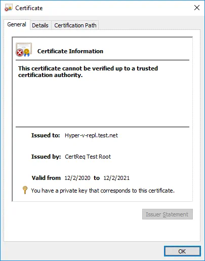 Checking certificate parameters