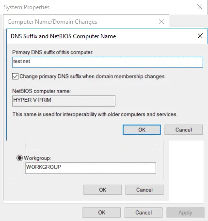 Configuración de un nombre de host en un grupo de trabajo antes de ir a la entidad emisora de certificados de Windows
