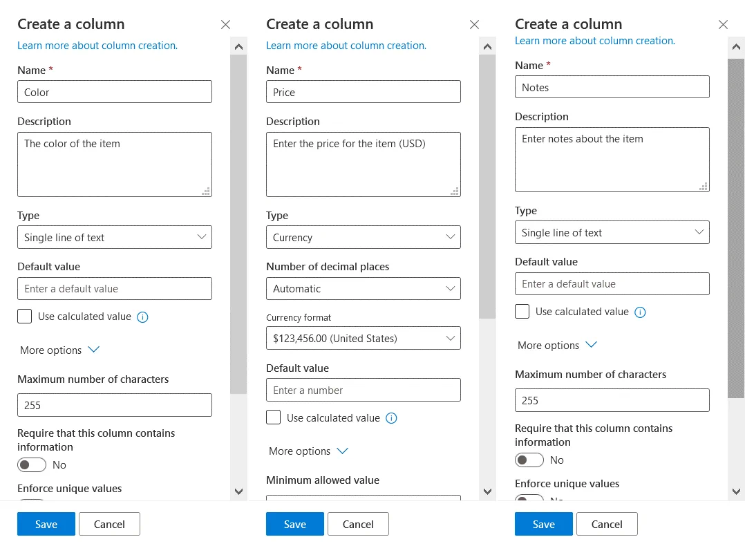 Adding columns to a list in SharePoint Online