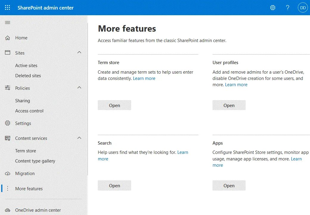 Configuring more features with SharePoint central administration