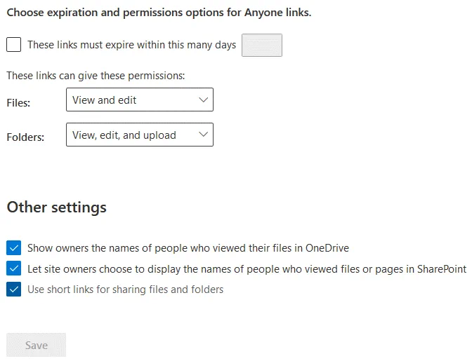 Configuring permissions and sharing settings
