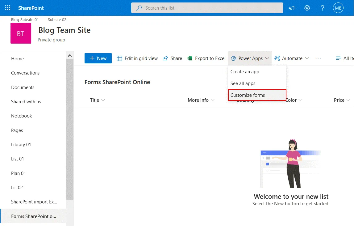 Customize Office 365 SharePoint forms with Power Apps