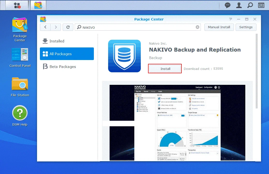 Installing NAKIVO Backup & Replication on Synology NAS in Package Center