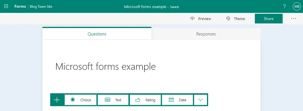 Microsoft forms example - creating a poll