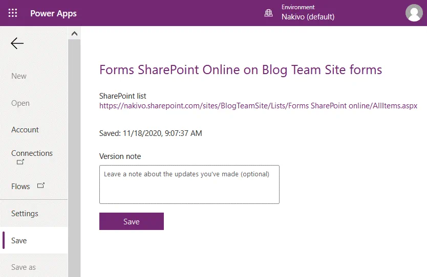 Saving Forms SharePoint Online