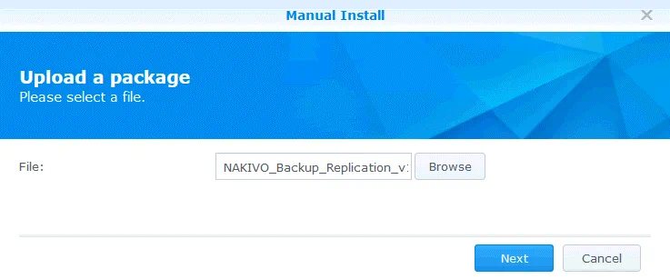 Uploading the package on Synology NAS