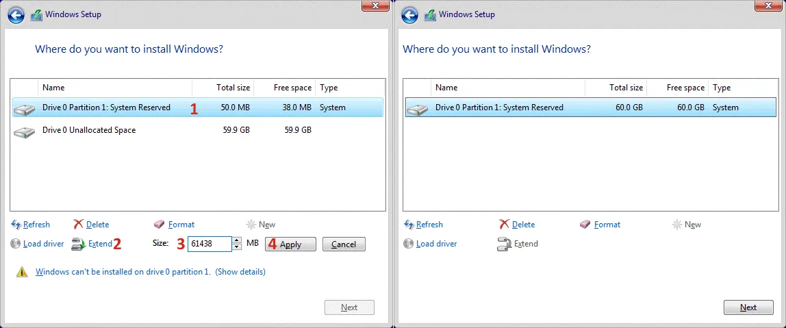 Configurar un esquema de particiones para instalar Windows 10