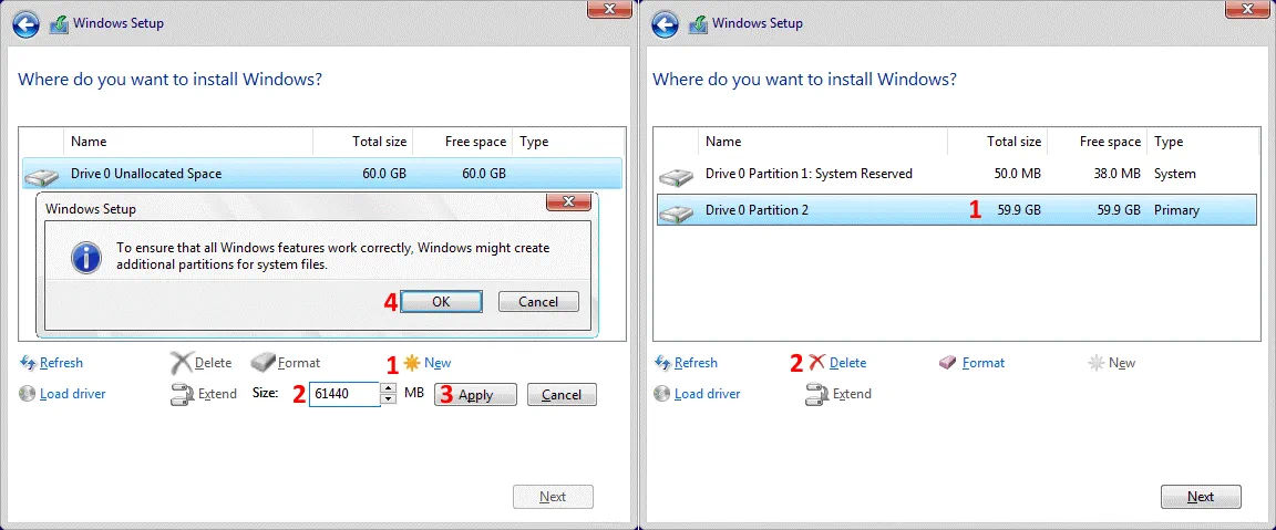 Creación de particiones para instalar Windows 10 como SO invitado VM